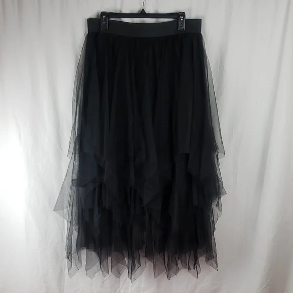 City Chic Women's 14 Black Tiered Tulle Pixie Skirt - Picture 1 of 16